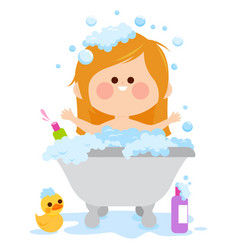 Little Girl In A Tub Taking A Bath