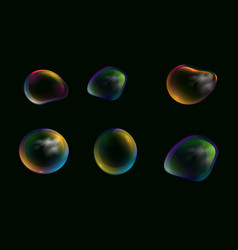 Set Of Realistic Colorful Soap Bubbles