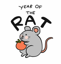 2020 Year Rat With Orange Cartoon Il