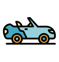 Convertible Car Icon Color Outline