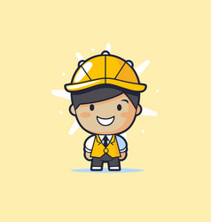 Cute Construction Worker Mascot Character Design