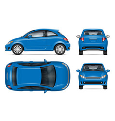 Small Blue Car Mockup Side Front Back Top View