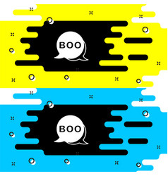 White Boo Speech Bubble Icon Isolated On Black