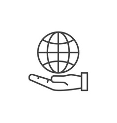 Globe On Hand Concept Thin Line Icon Or Sign