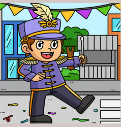 Mardi Gras Boy Marching Band Colored Cartoon