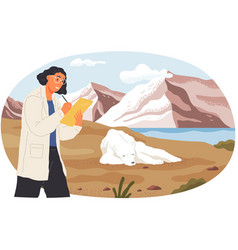 Woman Scientist With Clipboard Explores Nature