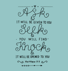 Hand Lettering Ask Seek Knock