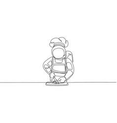 One Continuous Line Drawing Astronaut Chef