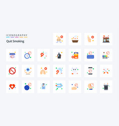 25 Quit Smoking Flat Color Icon Pack