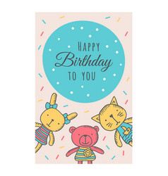 Happy Birthday Card With Cute Animal Toys