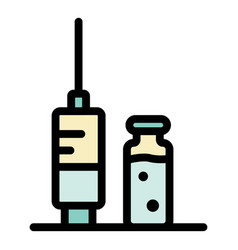 Injection Syringe Icon Color Outline