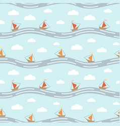 Seamless Pattern Boats On The Waves