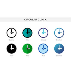 Circular Clock Icon In Different Style