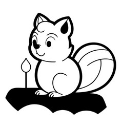 Cute Cartoon Squirrel With Candle On The Stump