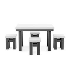 3d Table And Chairs Isolated On White Background