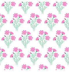 Floral Seamless Pattern Pink Cosmos Flowers