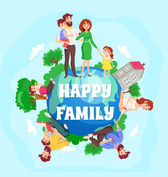 Happy Family Cartoon Composition