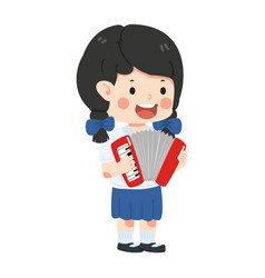 Kid Girl Student With Accordion