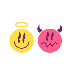 Set Emoji Of Angel And Devil Icons Of Positive