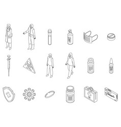 Coronavirus Icons Set Outline