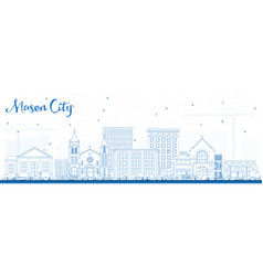 Outline Mason City Iowa Skyline With Blue