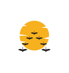 Sunset With Bird Stork Colony Logo Symbol Icon