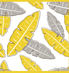 Yellow Leaves And Gray Tropical Pattern