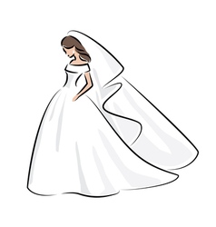 Young bride silhouette Royalty Free Vector Image