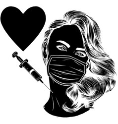 Black Silhouette Of Nurse With A Syringe And A