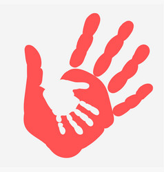 Mother And Child Handprint Palm Of Woman And Baby