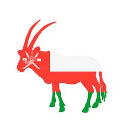 Oman Flag Over Oryx Gazelle National Animal