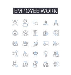 Empoyee Work Line Icons Collection Staff Duties