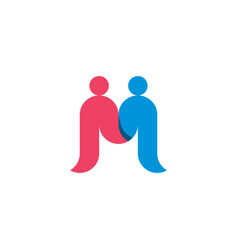 Letter M People Hold Hands Logo