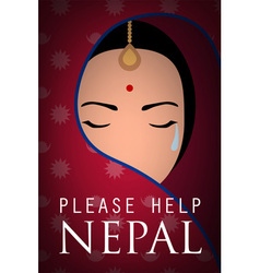 Nepal Woman Wear Sari Cry Please Help Poster