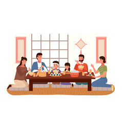 Relatives Eating Japanese Food People In National