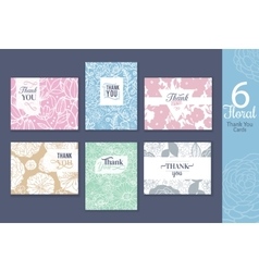 Six Floral Wedding Thank You Cards Set