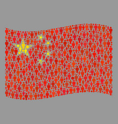 Waving Population China Flag - Collage With Men