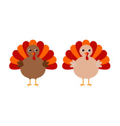 Cute Thanksgiving Turkey Set Isolated On White