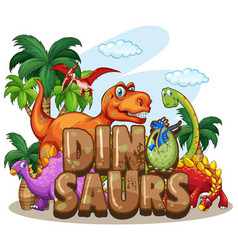 Dinosaurs world emblem Royalty Free Vector Image