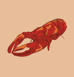 Drawing A Big Red Lobster On Beige Background