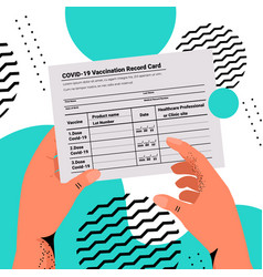 Hands Holding Covid-19 Vaccination Record Card