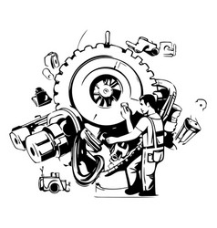 Auto Mechanic Repairing Car Engine