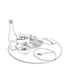 Hand Drawn Dinner Wares Food And Drink Sketch