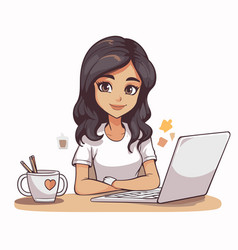 Young Woman Working On Laptop At Home Freelance