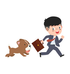 Business Man With Dog Running Fast