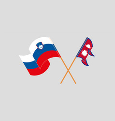 Crossed And Waving Flags Of Nepal And Slovenia