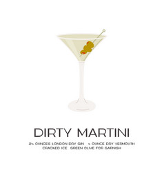 Dirty Martini Cocktail In Glass With Ice