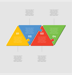 Four Pieces Puzzle Triangle Line Info Graphic