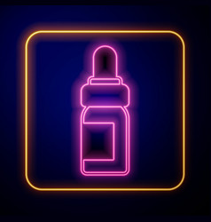 Glowing Neon Essential Oil Bottle Icon Isolated