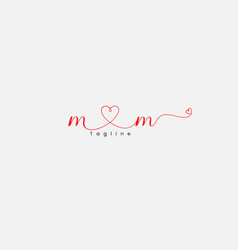 M Love Letter Logo Design Mm